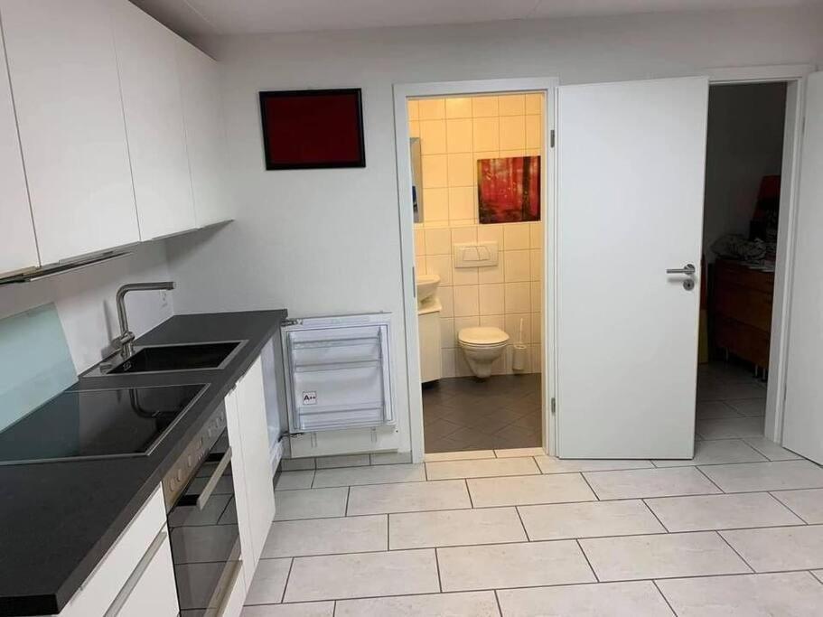 Basel - 5 Mins Away - Modern Basement Studio With Kitchen 35M2 In Muttenz Apartment Bagian luar foto